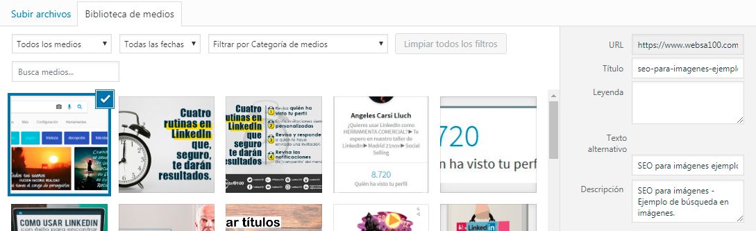 Ejemplo SEO para imágenes - Wordpress